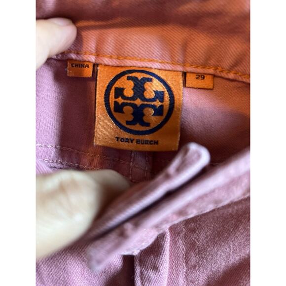 Tory Burch Jeans Sz 29 Cropped Skinny Pink Light Wash Skinny Capsule Timeless - Picture 2 of 6